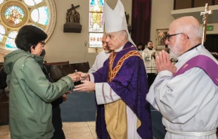Archbishop Salvatore Cordileone receiving the gifts during Mass in 2021. Dennis Callahan/Archdiocese of San Francisco